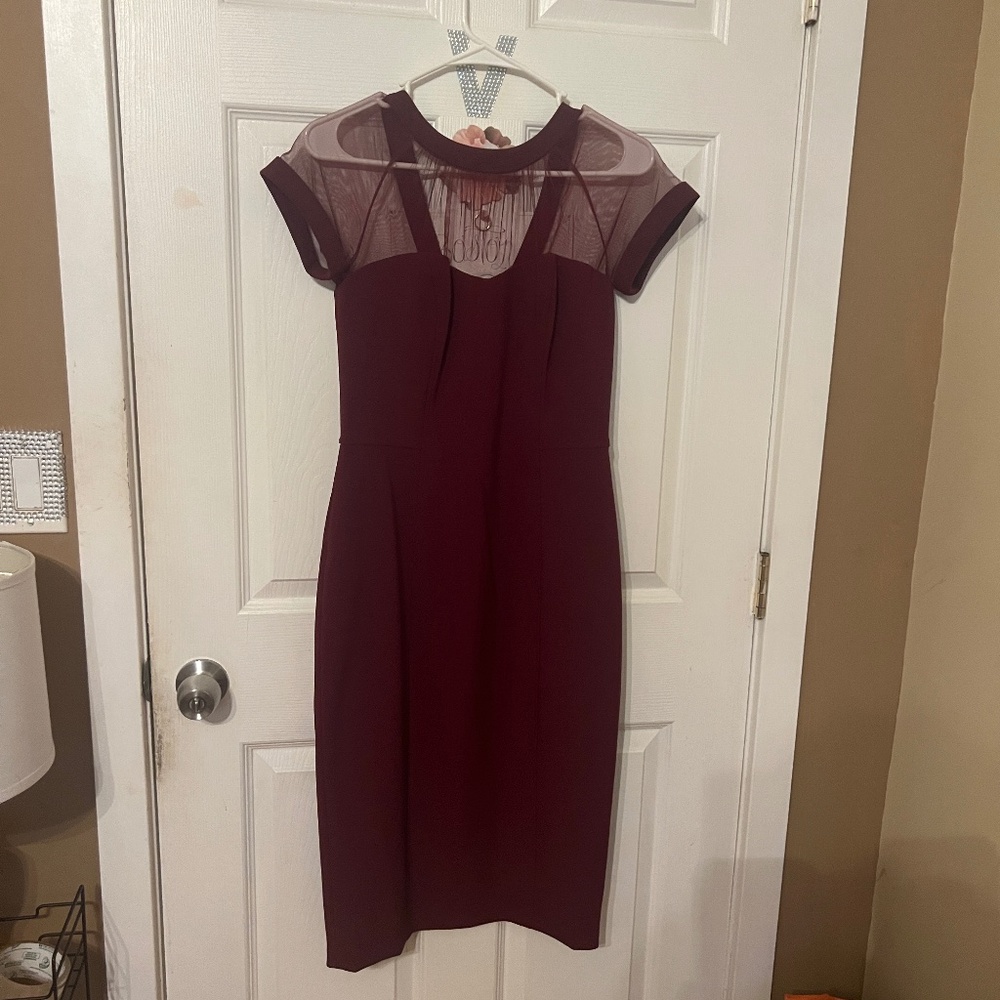 Burgundy pencil dress